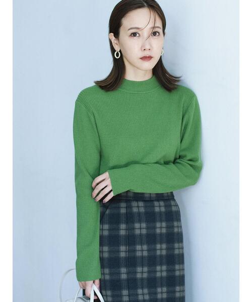 Samansa Mos2 blue（サマンサモスモスブルー）の「【Hug knit】リブニットプルオーバー（ニット/セーター・レディース・イエロー/トップグレー/グリーン/ベージュ/ブラック・F）」の4枚目の写真