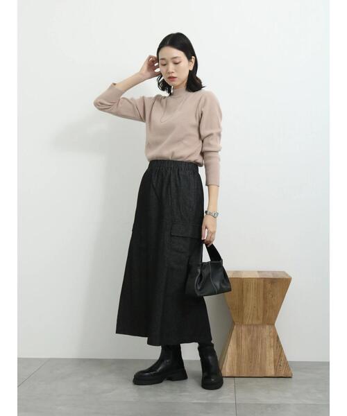 Samansa Mos2 blue（サマンサモスモスブルー）の「【Hug knit】リブニットプルオーバー（ニット/セーター・レディース・イエロー/トップグレー/グリーン/ベージュ/ブラック・F）」の21枚目の写真