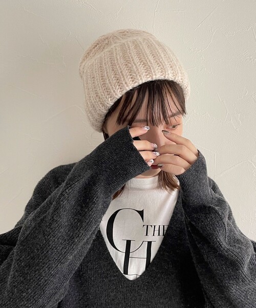 FRATELLI TALLI(フラテリタリ)の「【FRATELLI TALLI / フラテリタリ】モヘヤリブキャップ(ニットキャップ/ビーニー・レディース・ラベンダー/オレンジ/アイボリー/ピンク・FREE)」の2枚目の写真