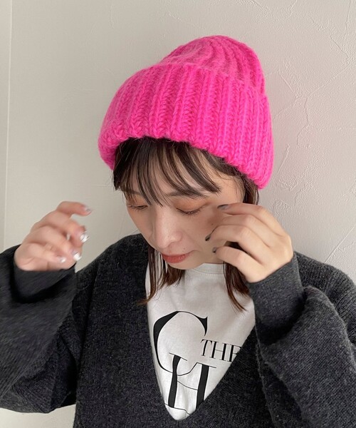 FRATELLI TALLI(フラテリタリ)の「【FRATELLI TALLI / フラテリタリ】モヘヤリブキャップ(ニットキャップ/ビーニー・レディース・ラベンダー/オレンジ/アイボリー/ピンク・FREE)」の7枚目の写真