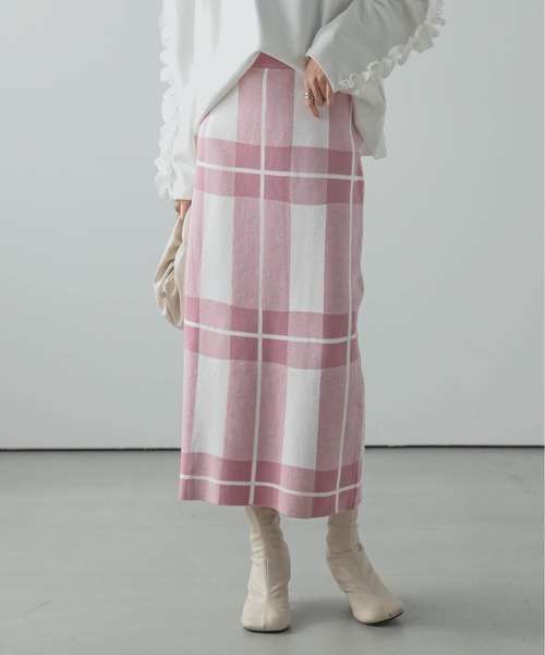 SUGAR BISKET（シュガービスケット）の「チェック柄タイトスカート（スカート・レディース・イエロー/ホワイト/グレー/ブラウン/ピンク/ブルー・フリー）」の6枚目の写真