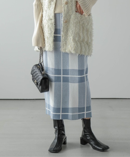 SUGAR BISKET（シュガービスケット）の「チェック柄タイトスカート（スカート・レディース・イエロー/ホワイト/グレー/ブラウン/ピンク/ブルー・フリー）」の4枚目の写真
