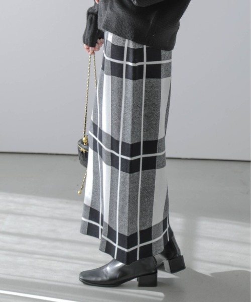 courreges クレージュ 40 白黒チェック タイトスカート 膝丈y2k