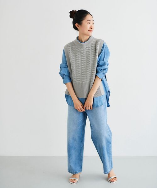 le.coeur blanc（ルクールブラン）の「柄編みニットベスト（ベスト・レディース・ライトグレー/オフホワイト・38）」の10枚目の写真