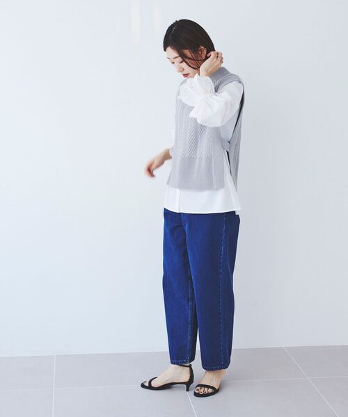 le.coeur blanc（ルクールブラン）の「柄編みニットベスト（ベスト・レディース・ライトグレー/オフホワイト・38）」の14枚目の写真