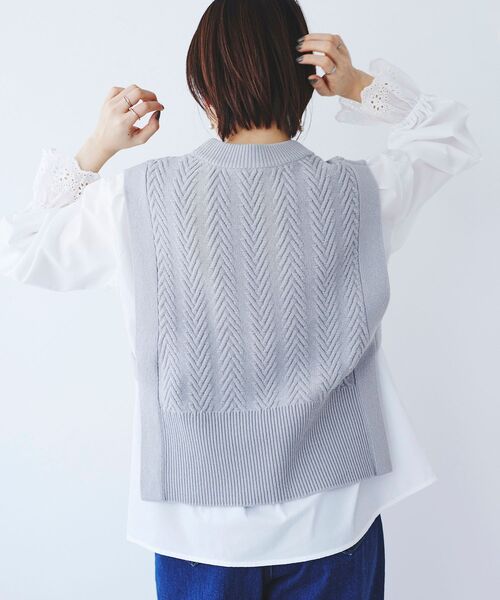 le.coeur blanc（ルクールブラン）の「柄編みニットベスト（ベスト・レディース・ライトグレー/オフホワイト・38）」の17枚目の写真