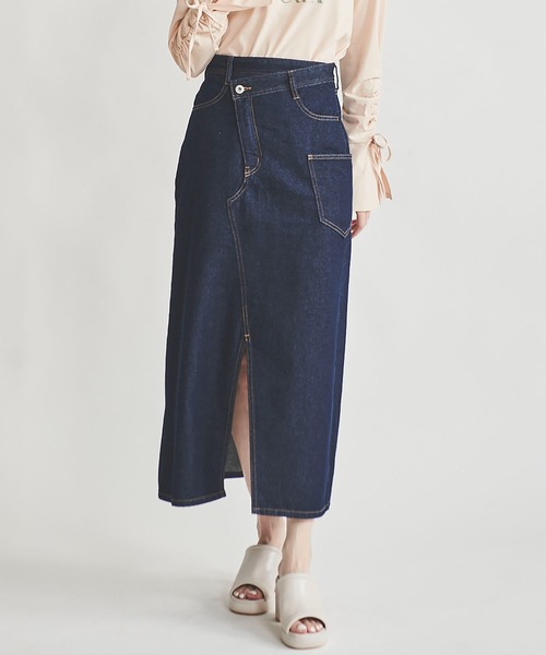 31 Sons de mode（トランテアン　ソン　ドゥ　モード）の「デニムロングスカート（デニムスカート・レディース・インディゴブルー/サックスブルー/ブラック・36/38）」の3枚目の写真