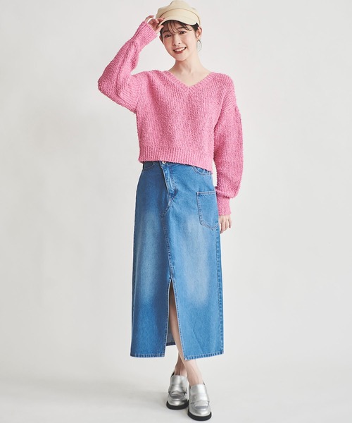 31 Sons de mode（トランテアン　ソン　ドゥ　モード）の「デニムロングスカート（デニムスカート・レディース・インディゴブルー/サックスブルー/ブラック・36/38）」の6枚目の写真