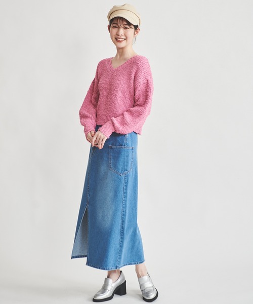 31 Sons de mode（トランテアン　ソン　ドゥ　モード）の「デニムロングスカート（デニムスカート・レディース・インディゴブルー/サックスブルー/ブラック・36/38）」の8枚目の写真