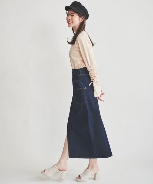 31 Sons de mode（トランテアン　ソン　ドゥ　モード）の「デニムロングスカート（デニムスカート・レディース・インディゴブルー/サックスブルー/ブラック・36/38）」の14枚目の写真