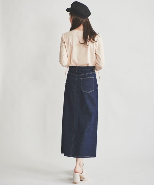 31 Sons de mode（トランテアン　ソン　ドゥ　モード）の「デニムロングスカート（デニムスカート・レディース・インディゴブルー/サックスブルー/ブラック・36/38）」の15枚目の写真