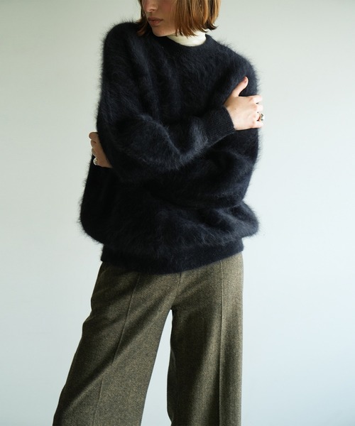 美品　クラネ　CLANE　レディース　ファードットニットトップス　S　ブラック CLANE - シアー ブイネック ニットトップス - SHEER VNECK KNIT