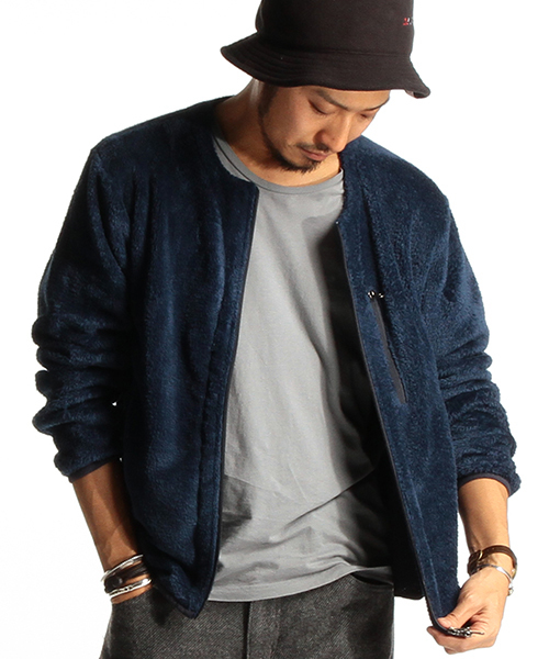 B:MING by BEAMS(ビーミングバイビームス)の「ビーミング by ビームス / フリースノーカラーブルゾン(カーディガン/ボレロ・メンズ・ブラック/オリーブ/ネイビー・SMALL/X-LARGE/MEDIUM/LARGE)」の1枚目の写真