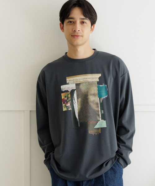 LAKOLE（ラコレ）の「コラージュグラフィック長袖Ｔ / 991912（Tシャツ/カットソー・メンズ・ブルー/ホワイト/チャコールグレー/ピンク・MEDIUM/X-LARGE/LARGE）」の3枚目の写真