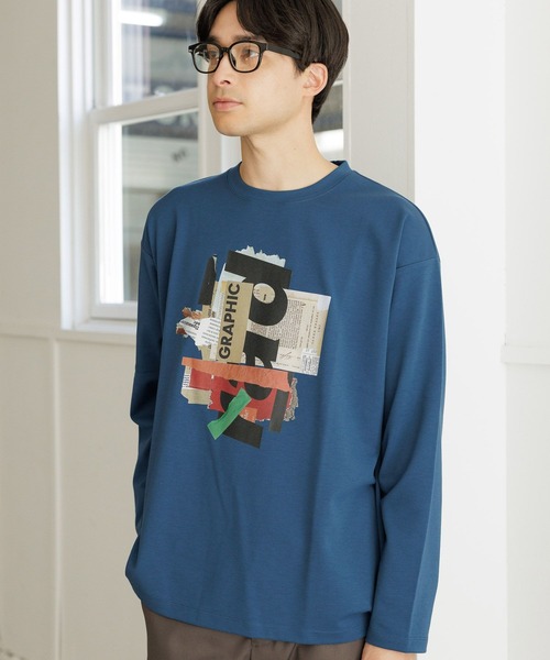 LAKOLE（ラコレ）の「コラージュグラフィック長袖Ｔ / 991912（Tシャツ/カットソー・メンズ・ブルー/ホワイト/チャコールグレー/ピンク・MEDIUM/X-LARGE/LARGE）」の4枚目の写真