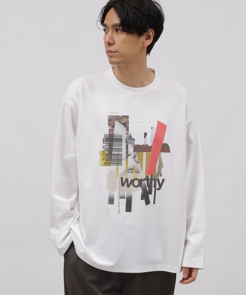 LAKOLE（ラコレ）の「コラージュグラフィック長袖Ｔ / 991912（Tシャツ/カットソー・メンズ・ブルー/ホワイト/チャコールグレー/ピンク・MEDIUM/X-LARGE/LARGE）」の9枚目の写真
