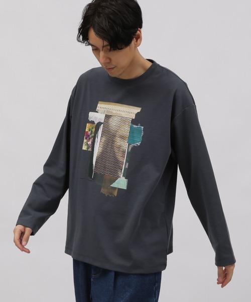 LAKOLE（ラコレ）の「コラージュグラフィック長袖Ｔ / 991912（Tシャツ/カットソー・メンズ・ブルー/ホワイト/チャコールグレー/ピンク・MEDIUM/X-LARGE/LARGE）」の11枚目の写真