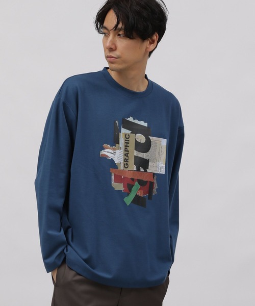 LAKOLE（ラコレ）の「コラージュグラフィック長袖Ｔ / 991912（Tシャツ/カットソー・メンズ・ブルー/ホワイト/チャコールグレー/ピンク・MEDIUM/X-LARGE/LARGE）」の13枚目の写真
