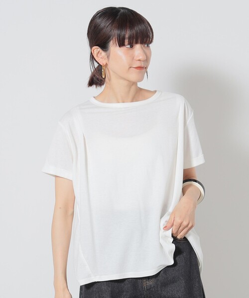 BEAMS HEART(ビームスハート)の「BEAMS HEART / 後ボタン フレア プルオーバー(Tシャツ/カットソー・レディース・オリーブ/ネイビー/オフホワイト・FREE)」の7枚目の写真