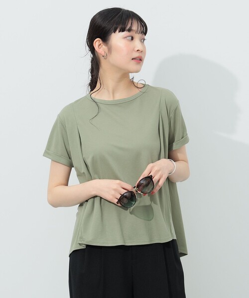 BEAMS HEART(ビームスハート)の「BEAMS HEART / 後ボタン フレア プルオーバー(Tシャツ/カットソー・レディース・オリーブ/ネイビー/オフホワイト・FREE)」の11枚目の写真
