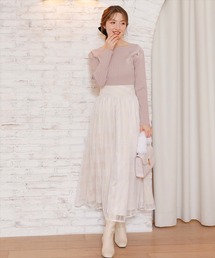 シアーレースチェックフレアスカート