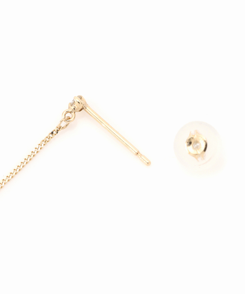 ダイヤ付きピアス❣️本体K10 キャッチＫ14刻印付き　お値打ち品❣️ 3F ポストにK14(585) 刻印有り ピアス 4セット売り □ 合計約