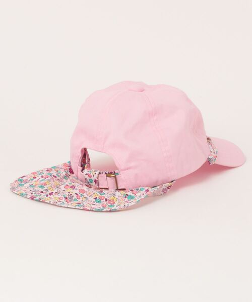 HAKKA KIDS（ハッカキッズ）の「花柄フリル日よけ付きキャップ（キャップ・キッズ・ピンク/ネイビー・M/L）」の3枚目の写真