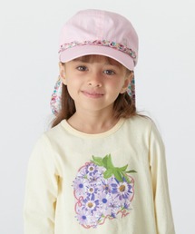 花柄フリル日よけ付きキャップ