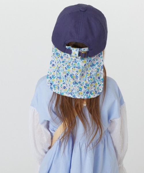 HAKKA KIDS（ハッカキッズ）の「花柄フリル日よけ付きキャップ（キャップ・キッズ・ピンク/ネイビー・M/L）」の9枚目の写真