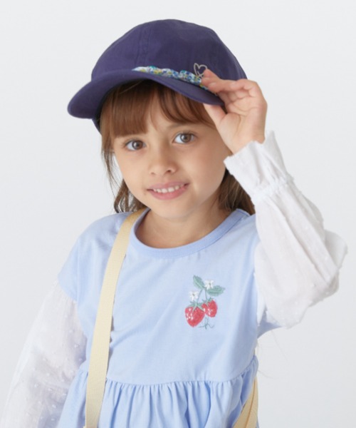 HAKKA KIDS（ハッカキッズ）の「花柄フリル日よけ付きキャップ（キャップ・キッズ・ピンク/ネイビー・M/L）」の10枚目の写真