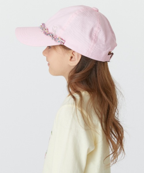 HAKKA KIDS（ハッカキッズ）の「花柄フリル日よけ付きキャップ（キャップ・キッズ・ピンク/ネイビー・M/L）」の6枚目の写真