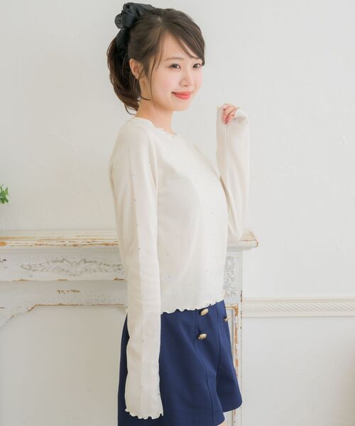 ems excite(エムズエキサイト)の「ビジュー付きCT(Tシャツ/カットソー・レディース・ブラック/オフホワイト/ピンク・FREE)」の12枚目の写真