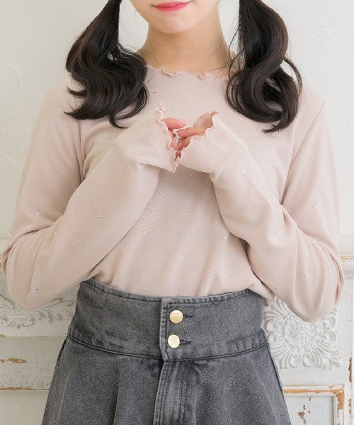 ems excite(エムズエキサイト)の「ビジュー付きCT(Tシャツ/カットソー・レディース・ブラック/オフホワイト/ピンク・FREE)」の3枚目の写真