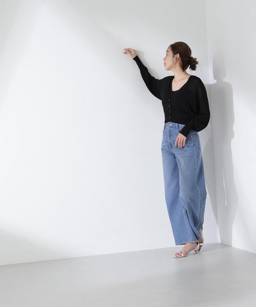 NATURAL BEAUTY BASIC（ナチュラルビューティーベーシック）の「◇シアーカーデ＆ハートネックニットタンク（カーディガン/ボレロ・レディース・オフホワイト/グレー/ブラック/ピンク・FREE）」の8枚目の写真
