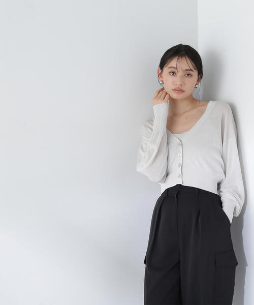 NATURAL BEAUTY BASIC（ナチュラルビューティーベーシック）の「◇シアーカーデ＆ハートネックニットタンク（カーディガン/ボレロ・レディース・オフホワイト/グレー/ブラック/ピンク・FREE）」の16枚目の写真