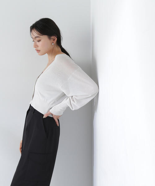 NATURAL BEAUTY BASIC（ナチュラルビューティーベーシック）の「◇シアーカーデ＆ハートネックニットタンク（カーディガン/ボレロ・レディース・オフホワイト/グレー/ブラック/ピンク・FREE）」の18枚目の写真