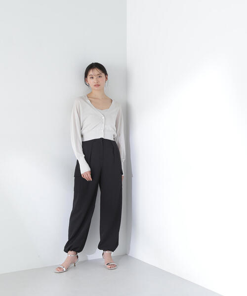 NATURAL BEAUTY BASIC（ナチュラルビューティーベーシック）の「◇シアーカーデ＆ハートネックニットタンク（カーディガン/ボレロ・レディース・オフホワイト/グレー/ブラック/ピンク・FREE）」の19枚目の写真