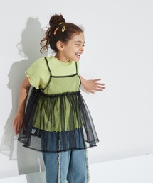 pairmanon | 2枚セット チュールキャミソール付き リブTシャツ(シャツ/ブラウス)