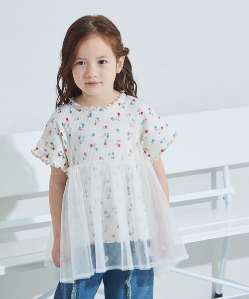 pairmanon(ペアマノン)の「2枚セット チュールキャミソール付き リブTシャツ(シャツ/ブラウス・キッズ・ライトベージュ/イエロー系その他/ブルー系その他/ホワイト系その他/ピンク・100/110/130/120/150/140/90)」の6枚目の写真