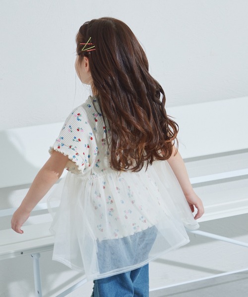 pairmanon(ペアマノン)の「2枚セット チュールキャミソール付き リブTシャツ(シャツ/ブラウス・キッズ・ライトベージュ/イエロー系その他/ブルー系その他/ホワイト系その他/ピンク・100/110/130/120/150/140/90)」の7枚目の写真