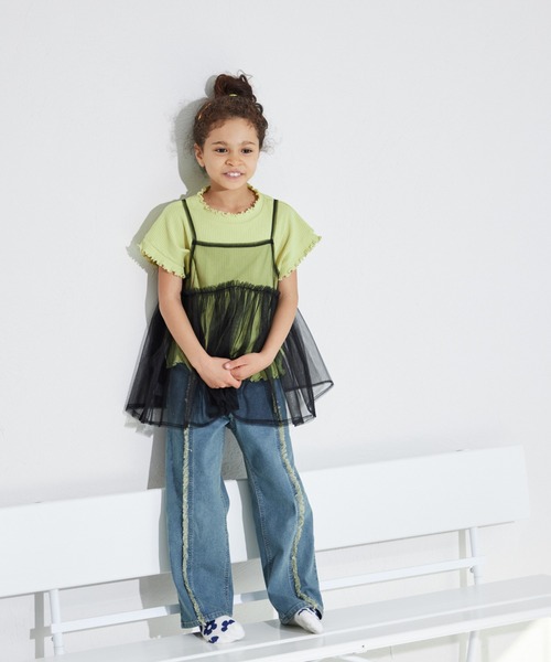 pairmanon(ペアマノン)の「2枚セット チュールキャミソール付き リブTシャツ(シャツ/ブラウス・キッズ・ライトベージュ/イエロー系その他/ブルー系その他/ホワイト系その他/ピンク・100/110/130/120/150/140/90)」の19枚目の写真