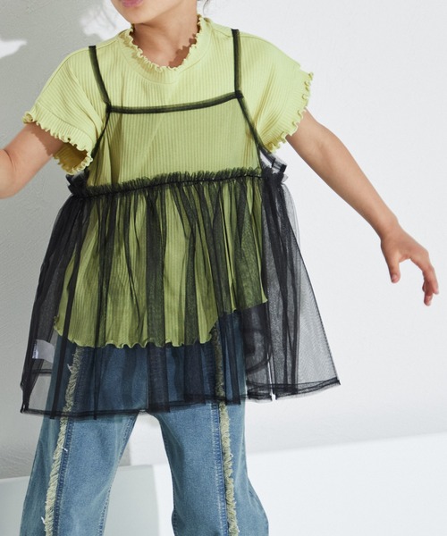 pairmanon(ペアマノン)の「2枚セット チュールキャミソール付き リブTシャツ(シャツ/ブラウス・キッズ・ライトベージュ/イエロー系その他/ブルー系その他/ホワイト系その他/ピンク・100/110/130/120/150/140/90)」の20枚目の写真