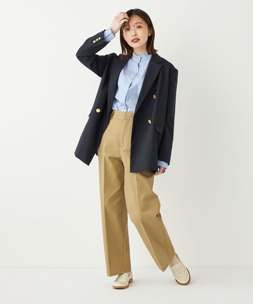 SHIPS Colors(シップス カラーズ)の「SHIPS Colors:メタルボタン ブレザー(テーラードジャケット・レディース・ベージュ/ネイビー・ONE SIZE)」の5枚目の写真