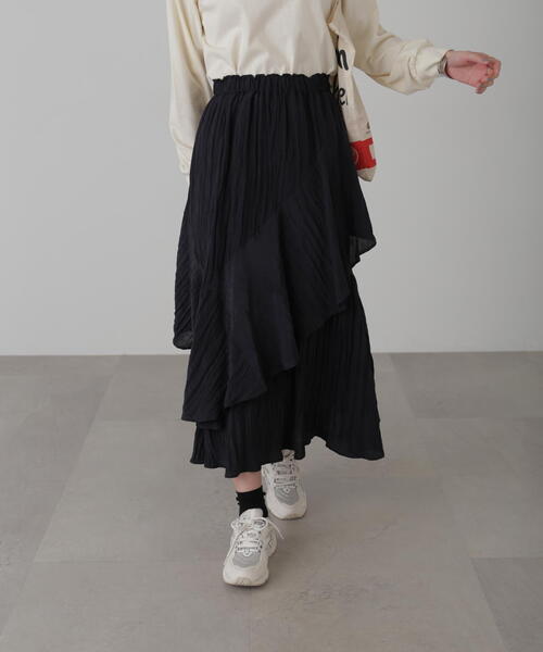 FREE'S MART（フリーズマート）の「ワッシャーランダムティアードスカート（スカート・レディース・ホワイト/ライトグリーン/ブラック/イエロー・SMALL/MEDIUM）」の7枚目の写真