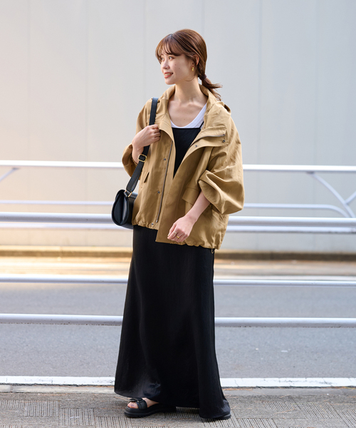 FRAMeWORK リネンPLタッサーフードショートブルゾン　キャメル ≪追加≫リネンPLタッサーフードショートブルゾン 2（マウンテン