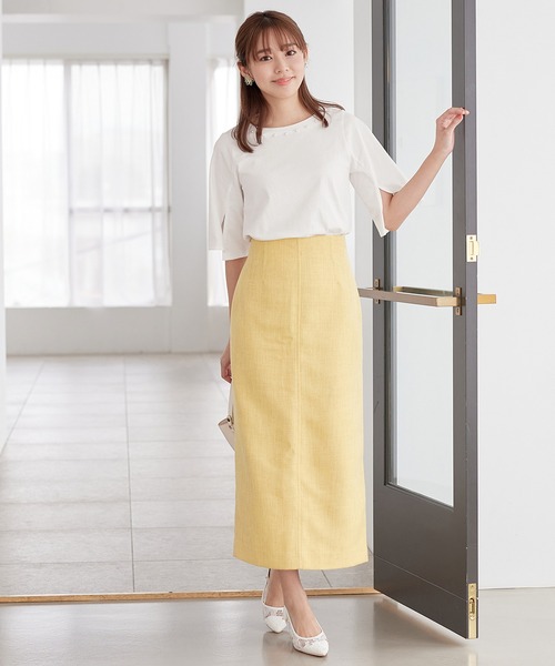 alotta（アロッタ）の「さらひやりコットンパール調デザインＴシャツ（Tシャツ/カットソー・レディース・ホワイト/ライトベージュ/ラベンダー/ブラック/ブルー・3L/LL/L/M）」の21枚目の写真