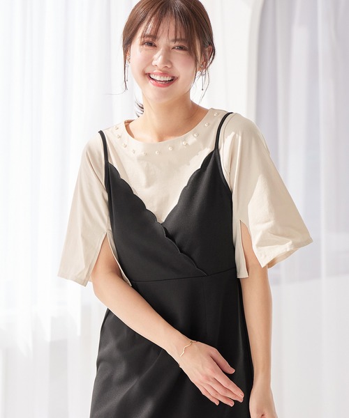 alotta（アロッタ）の「さらひやりコットンパール調デザインＴシャツ（Tシャツ/カットソー・レディース・ホワイト/ライトベージュ/ラベンダー/ブラック/ブルー・3L/LL/L/M）」の18枚目の写真