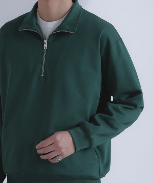 NANO universe（ナノユニバース）の「TCポンチハーフジッププルオーバー（スウェット・メンズ・モカ/グリーン・L/M）」の8枚目の写真