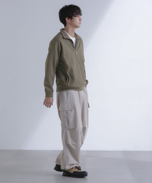 NANO universe（ナノユニバース）の「TCポンチハーフジッププルオーバー（スウェット・メンズ・モカ/グリーン・L/M）」の20枚目の写真