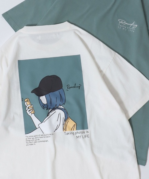 SITRY（シトリー）の「SITRY Girl Illustration Back Print T-shirt/別注 オーバーサイズ ガール イラスト バックプリント ワンポイント刺繍 半袖Ｔシャツ レディース メンズ（Tシャツ/カットソー・レディース・ホワイト/グリーン/ホワイト系その他/グリーン系その他/ブルー系その他/グリーン系その他2/ブルー/ブラック系その他/ホワイト系その他2/ブラック/ブラック系その他2/ブルー系その他2・M/L/XL）」の3枚目の写真